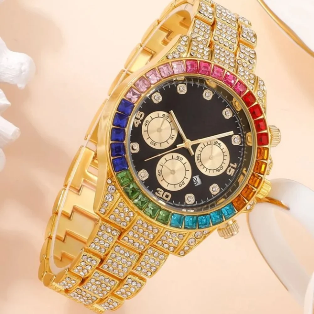 MENS ICED OUT GOLD BLING DIAMOND  WATCH  DOES NOT COME WITH BRACELET